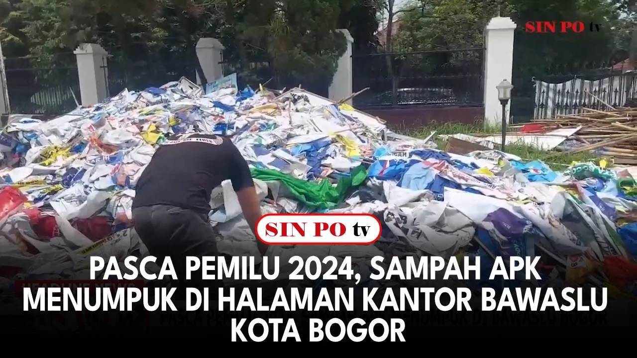 Pasca Pemilu 2024, Sampah APK Menumpuk di Halaman Kantor Bawaslu Kota Bogor