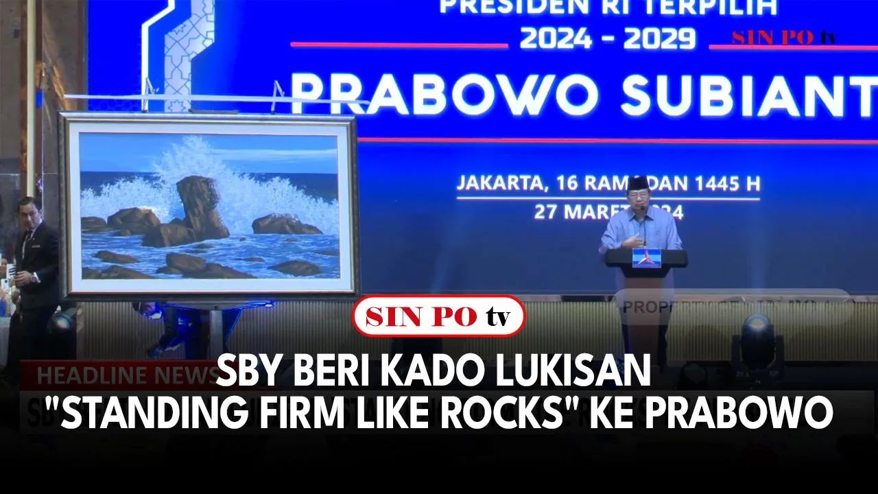 SBY Beri Kado Lukisan "Standing Firm Like Rocks" Ke Prabowo